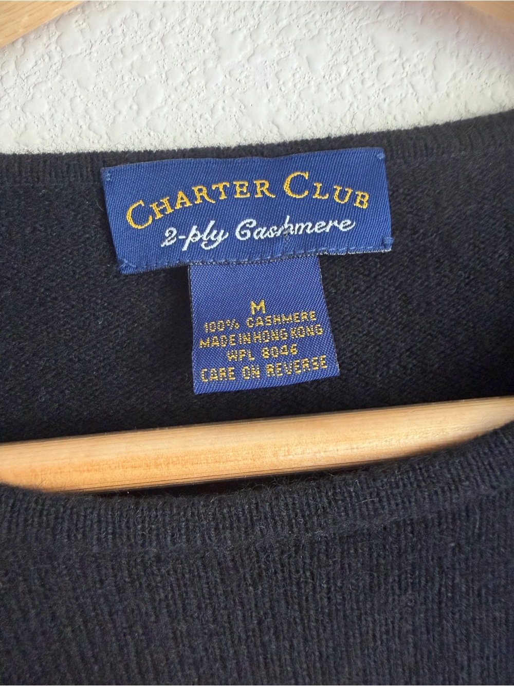Charter Club 100% 2-Ply Cashmere Black Crewneck Sweater - Picture 3 of 3